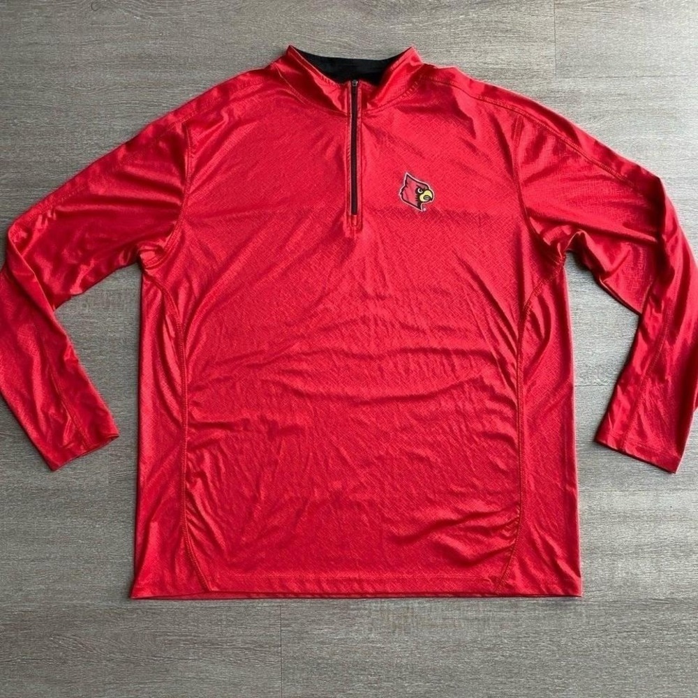 Louisville Cardinals Mens XXL Red Quarter Zip NCAA Basketball Colosseum 1291